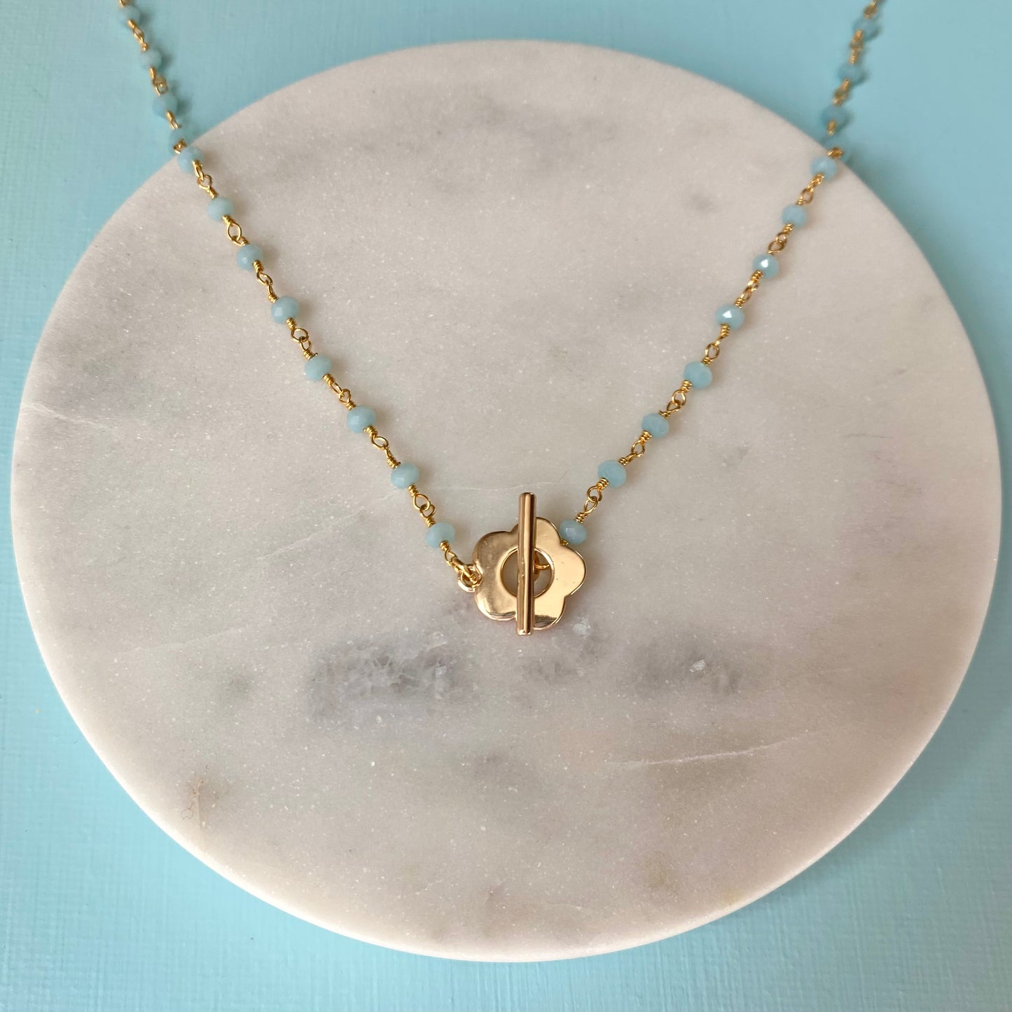 Rosary Chain + Flower Toggle Necklace