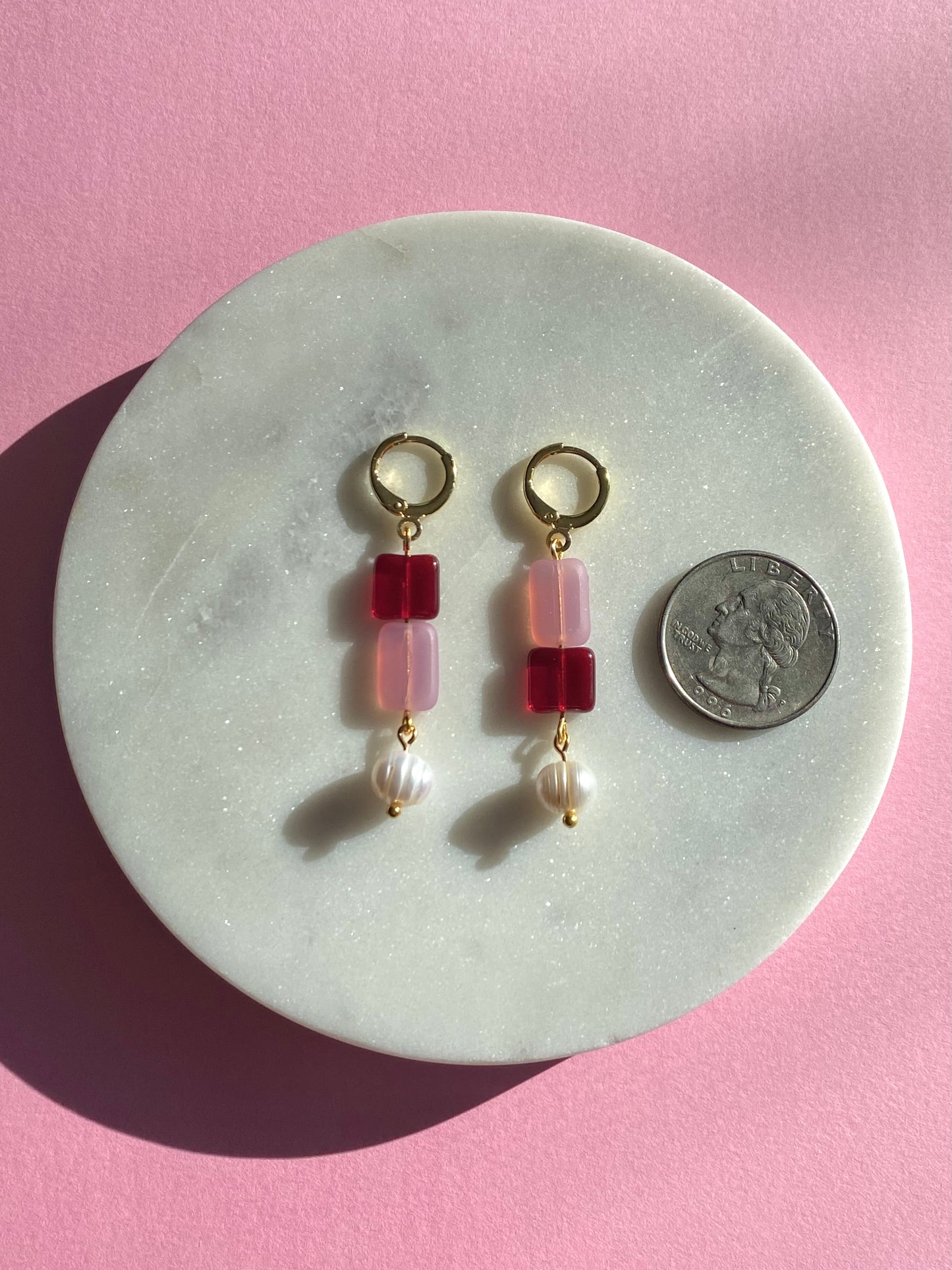 Color Block Beaded Pearl Earrings