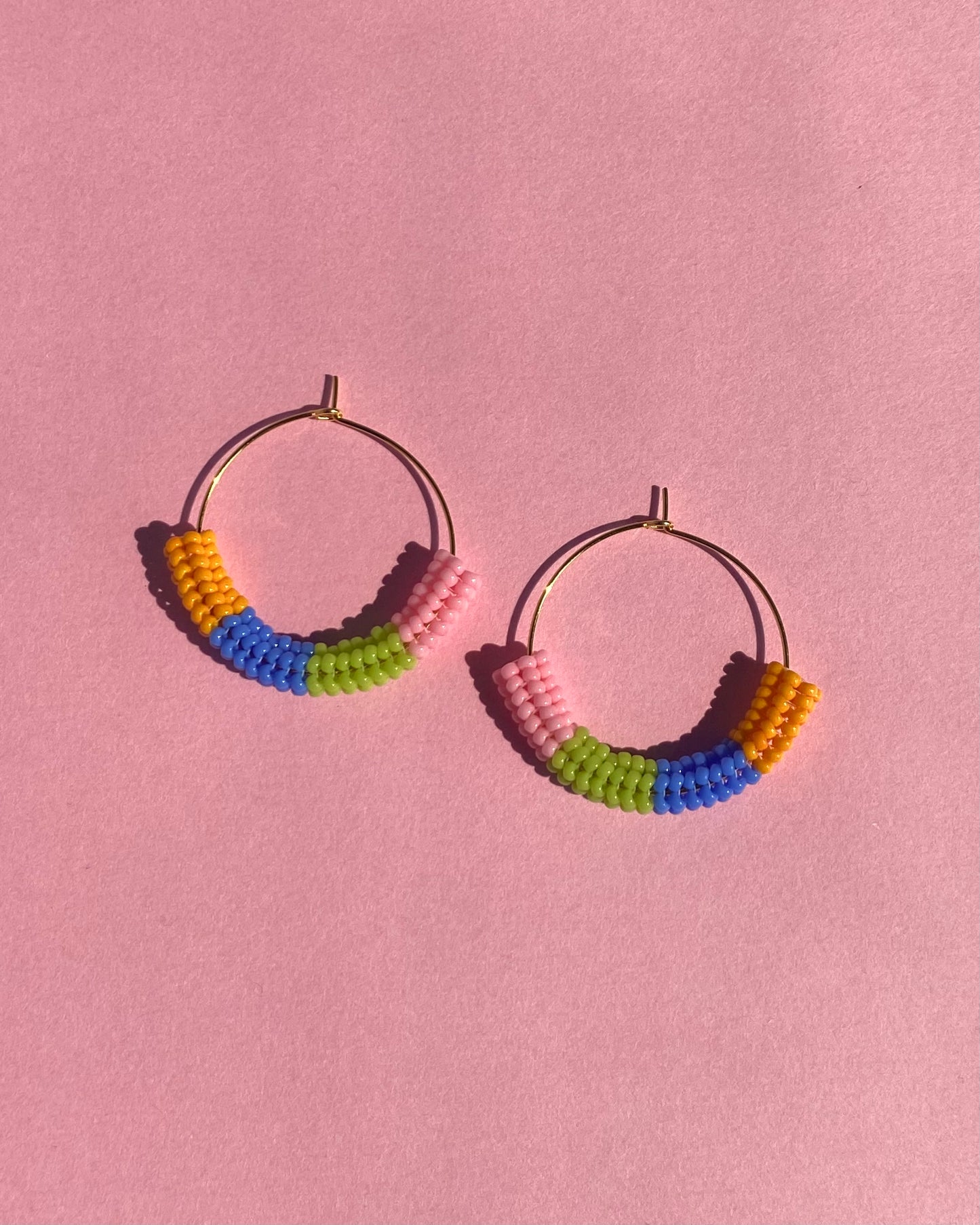 Color Block Beaded Hoops