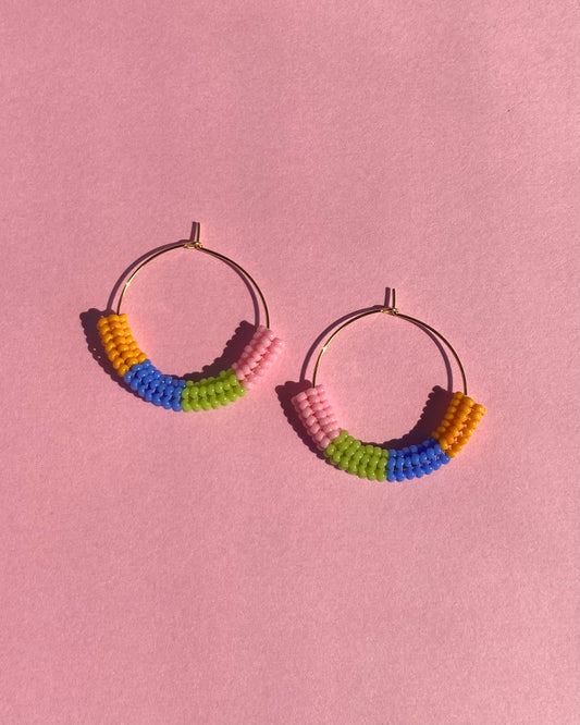 Color Block Beaded Hoops