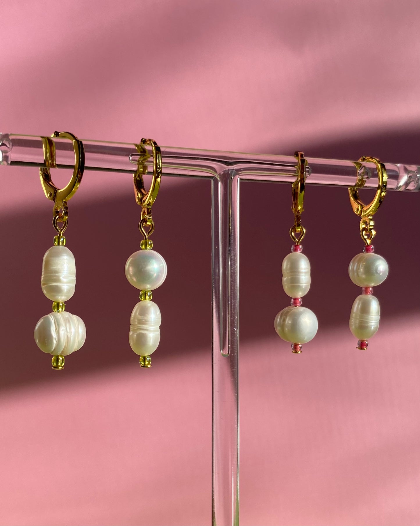 Pearl + Seed Bead Mismatched Hoops