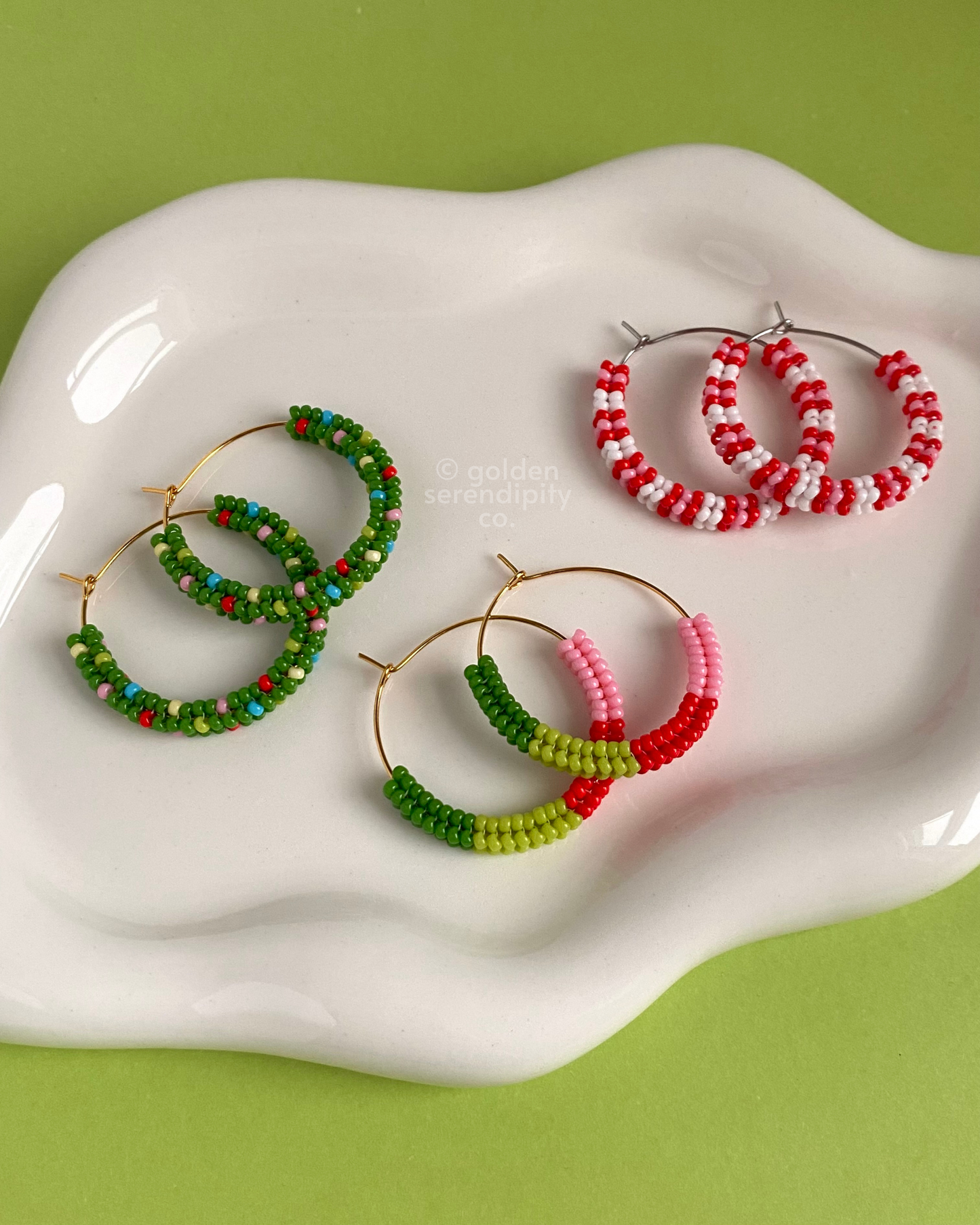 Holiday Beaded Hoops