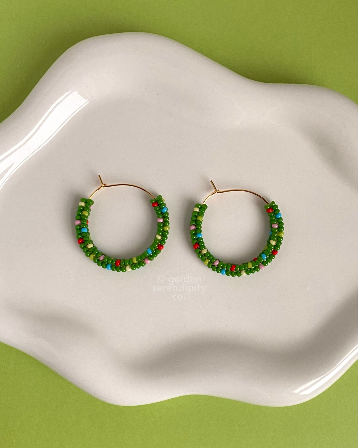 Holiday Beaded Hoops