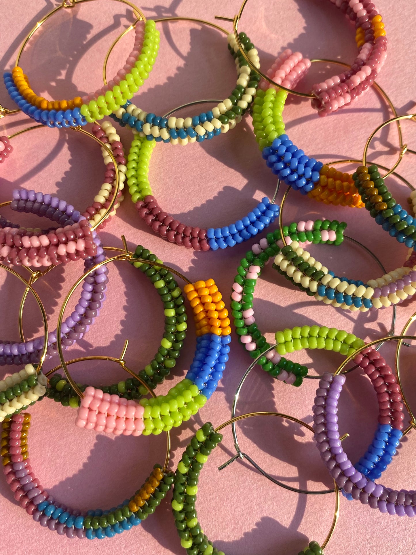 Color Block Beaded Hoops