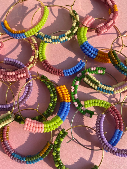 Color Block Beaded Hoops