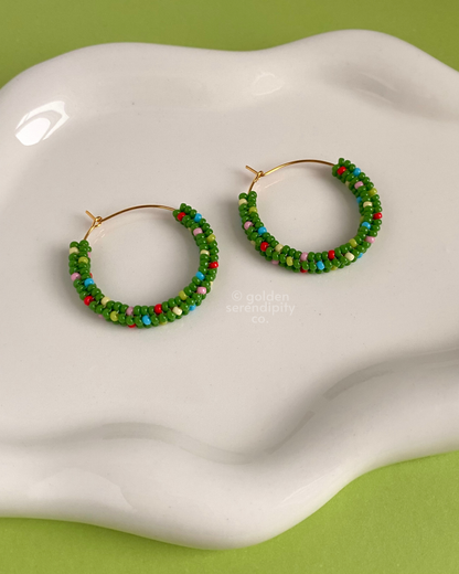 Holiday Beaded Hoops