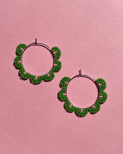 Petal Hoops - Green + Pink