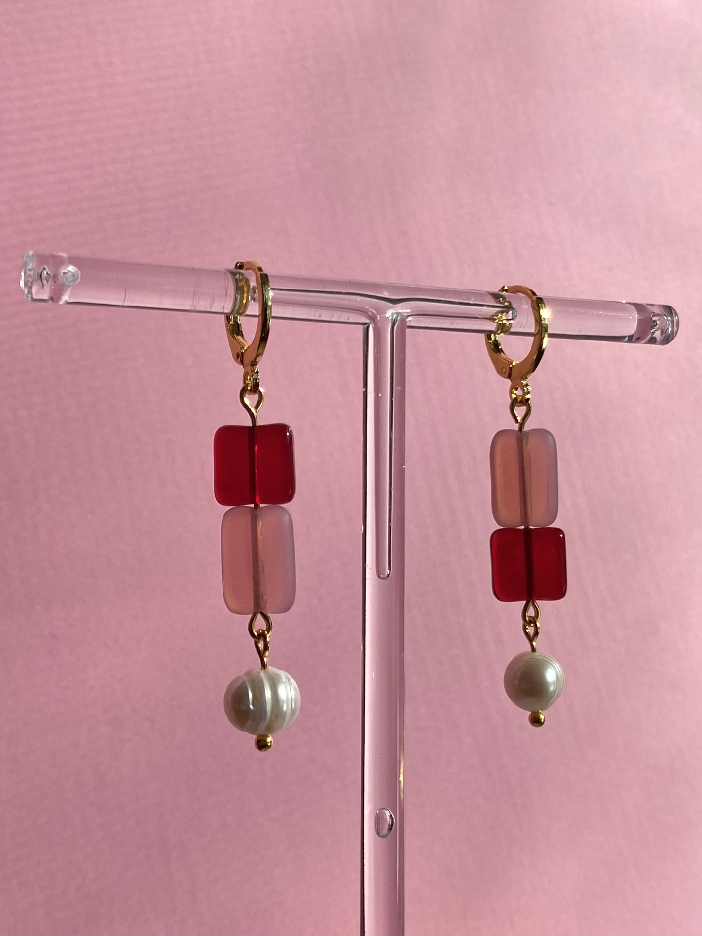 Color Block Beaded Pearl Earrings