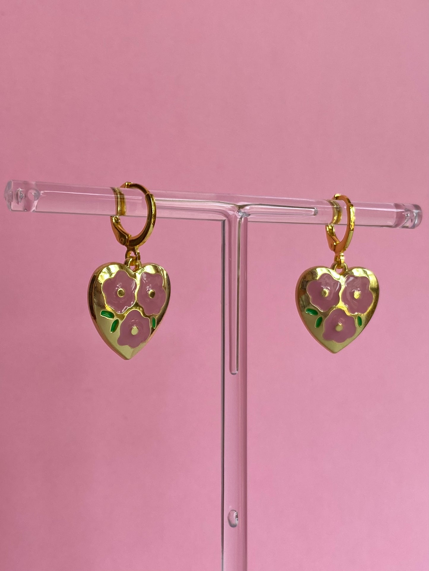 Floral Heart Charm Earrings