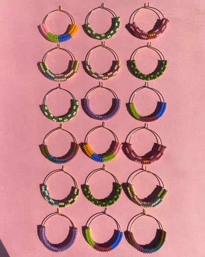 Retro Rainbow Beaded Hoops