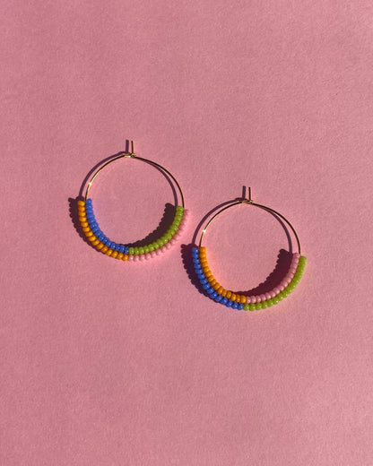 Color Block Beaded Hoops