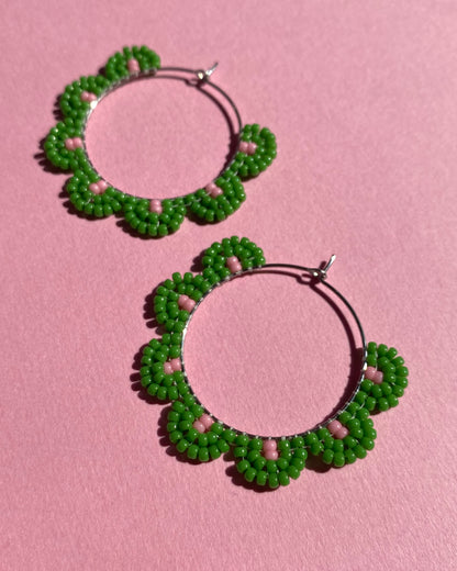 Petal Hoops - Green + Pink