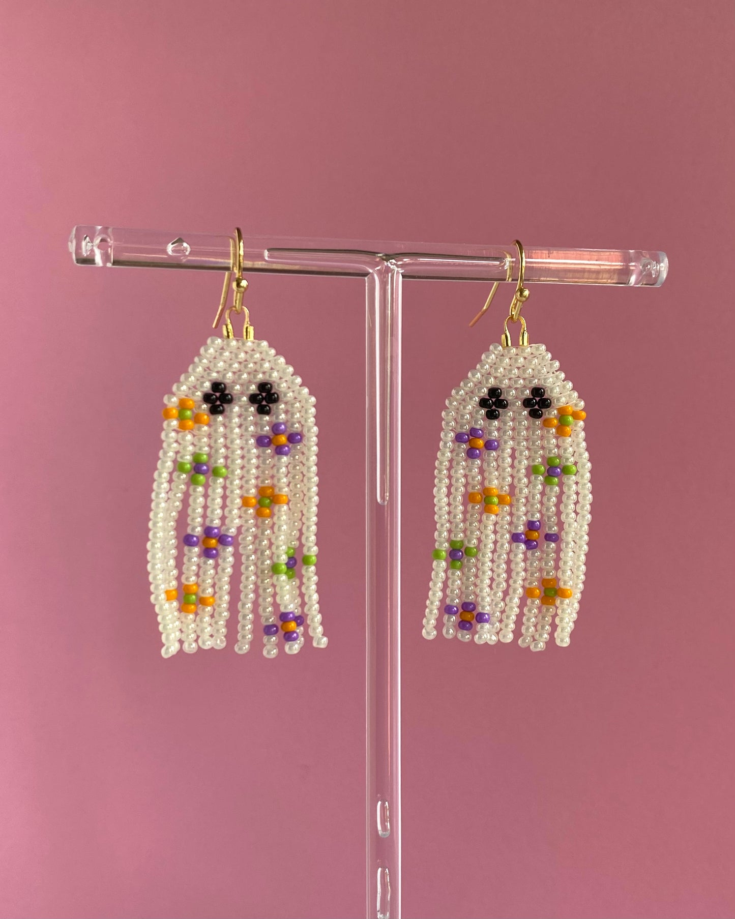 Floral Ghostie Seed Bead Earrings