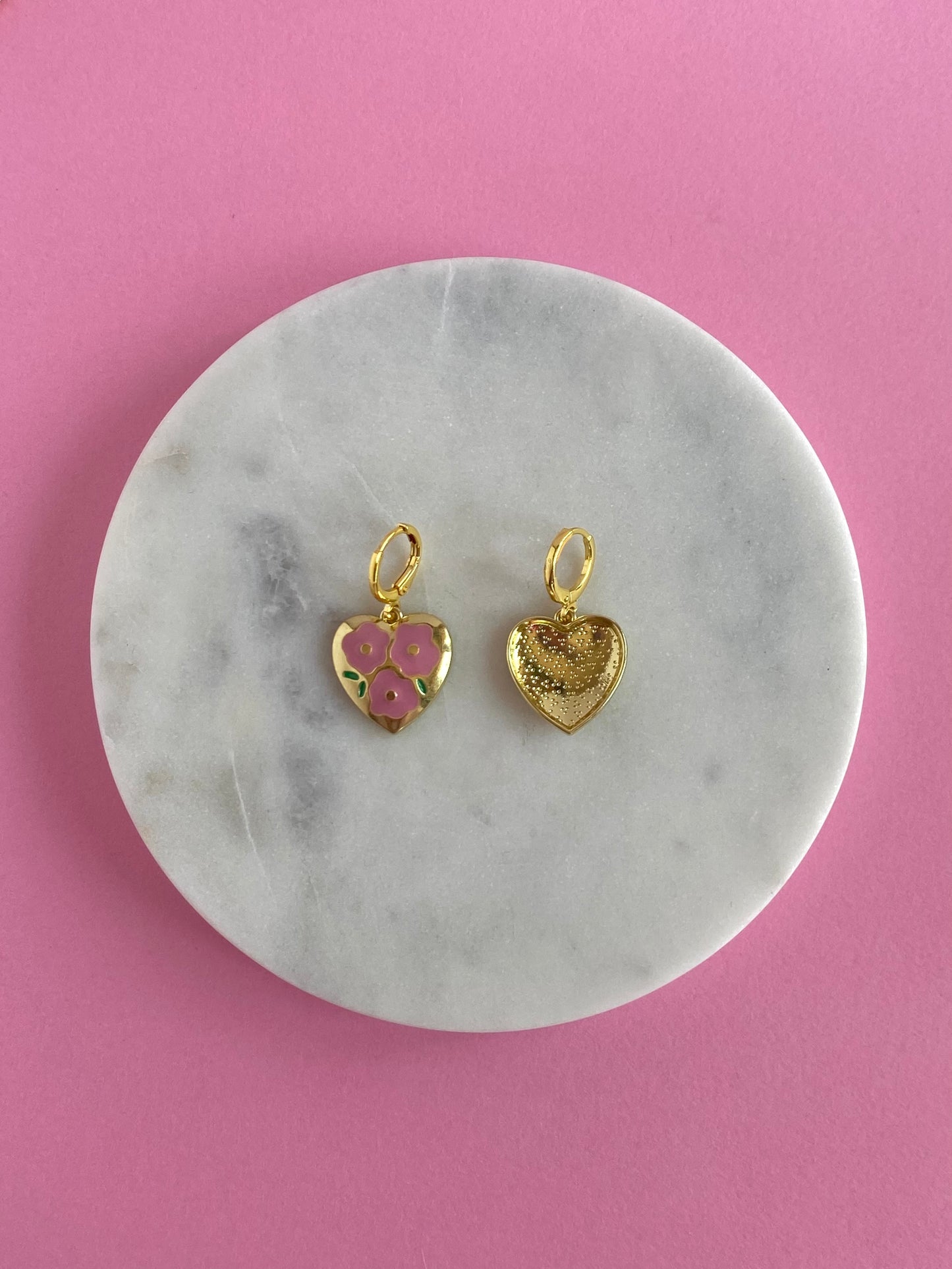 Floral Heart Charm Earrings