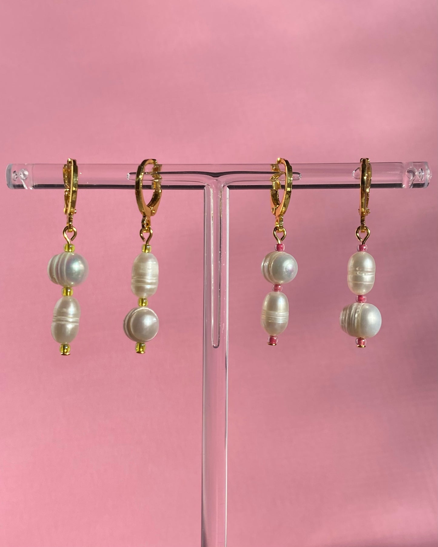 Pearl + Seed Bead Mismatched Hoops