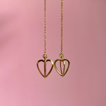 Hollow Heart Threader Earrings