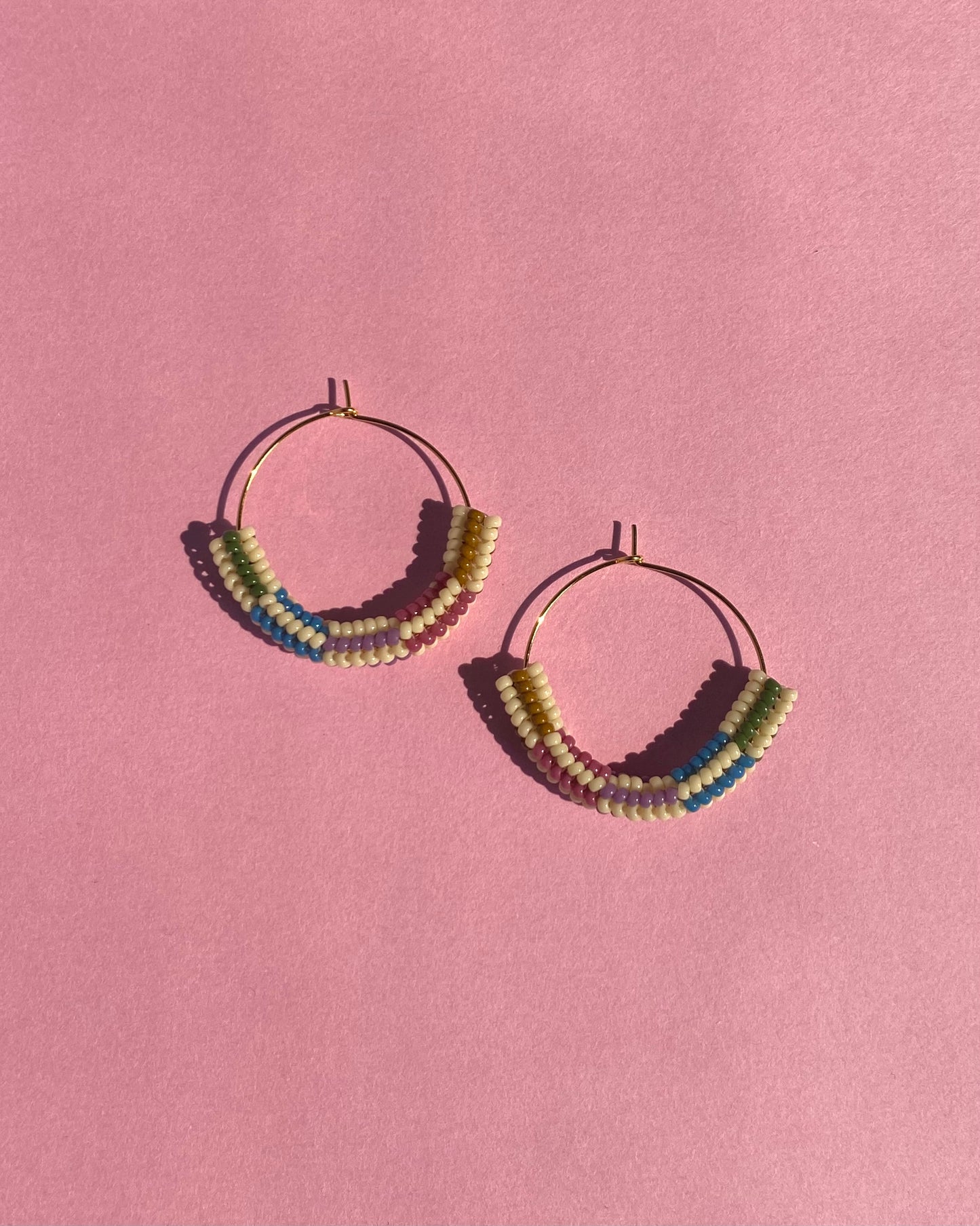 Retro Rainbow Beaded Hoops