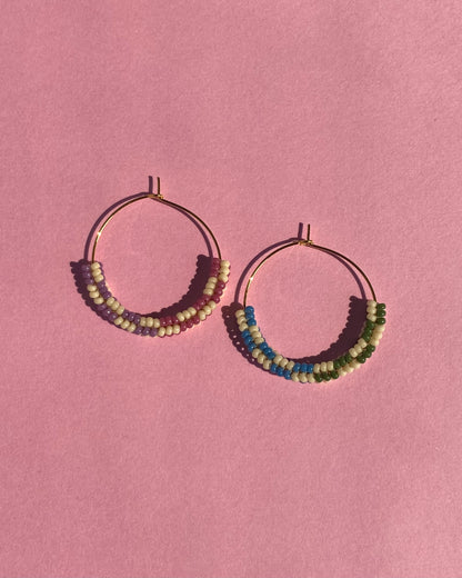 Retro Rainbow Beaded Hoops