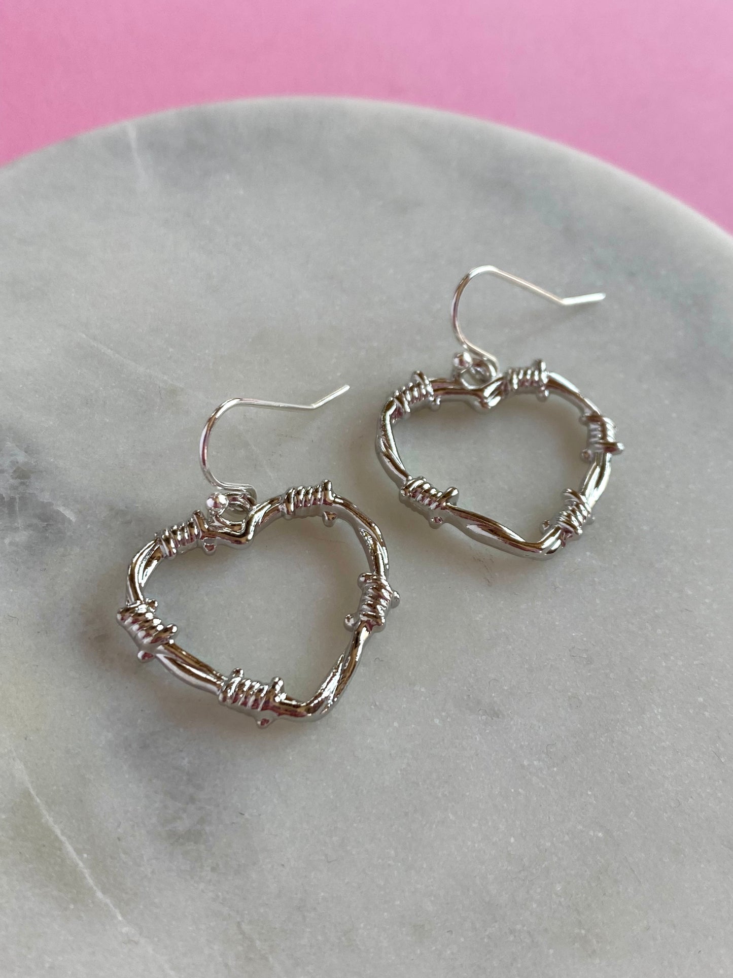 Heart Shaped Barbed Wire Earrings