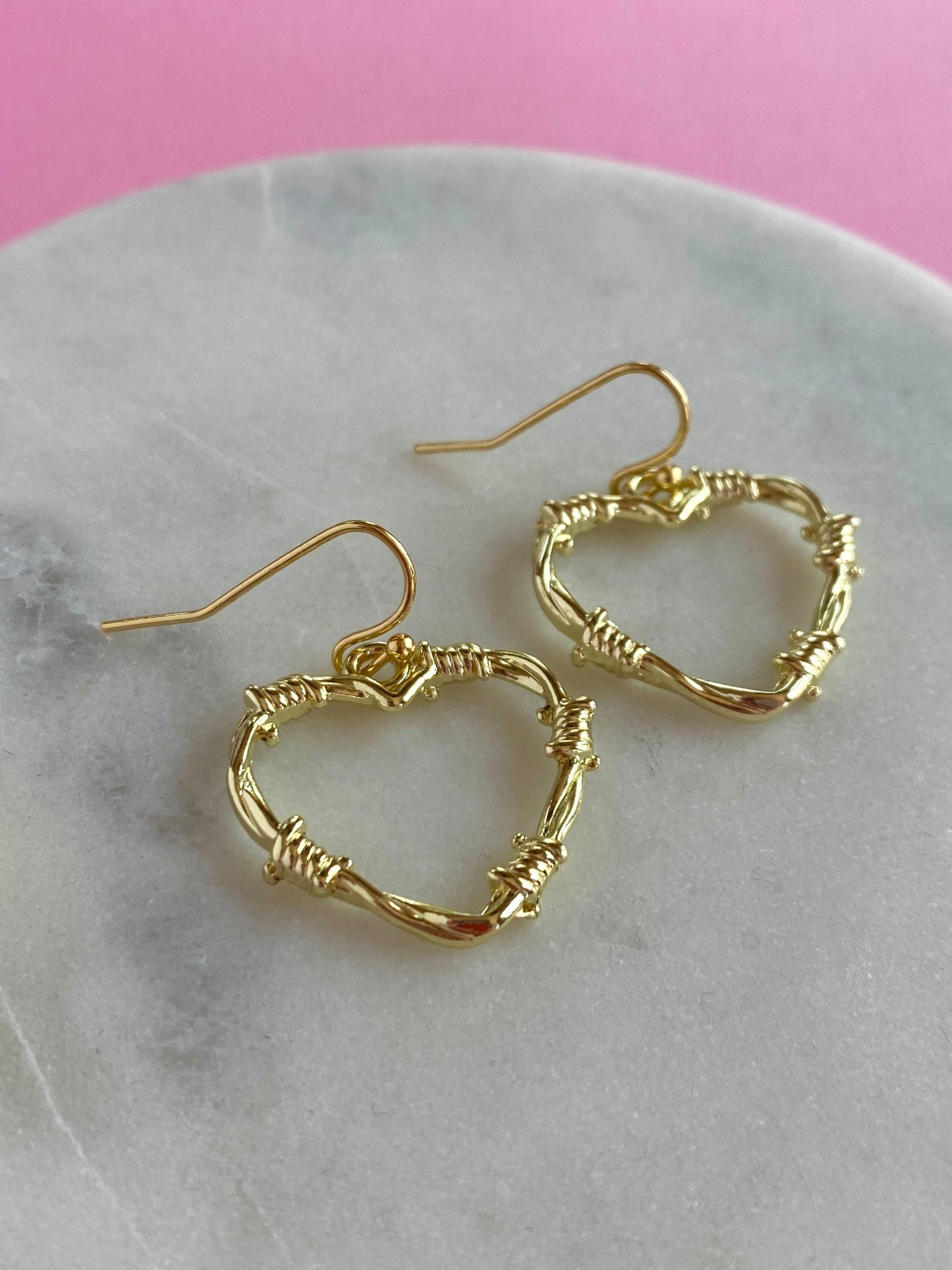 Heart Shaped Barbed Wire Earrings