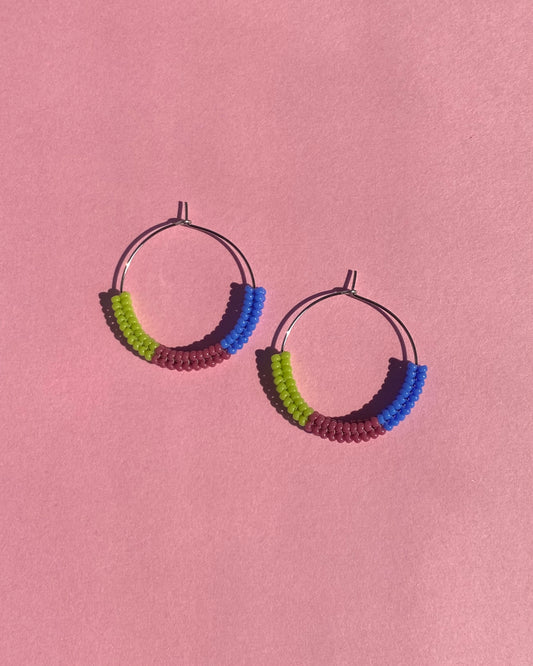 Color Block Beaded Hoops - In Bloom