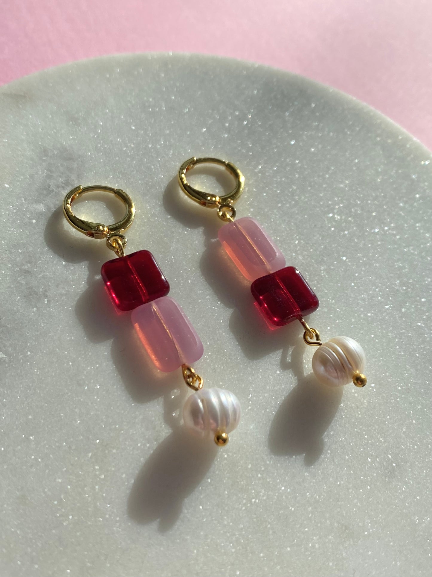 Color Block Beaded Pearl Earrings