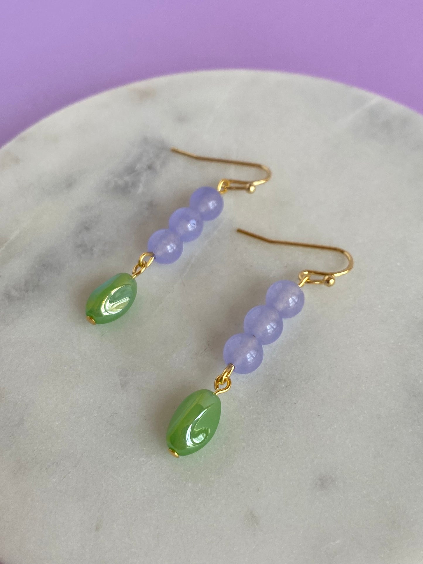 Lavender Beaded Earrings