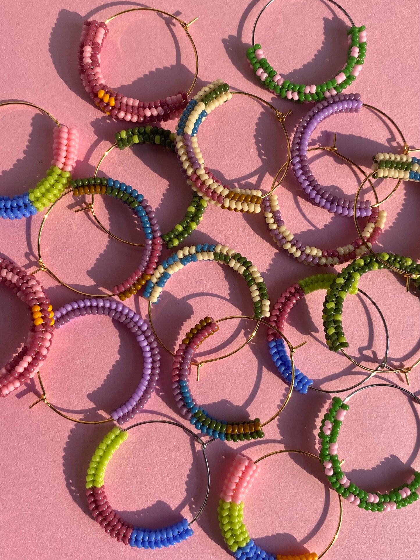 Retro Rainbow Beaded Hoops