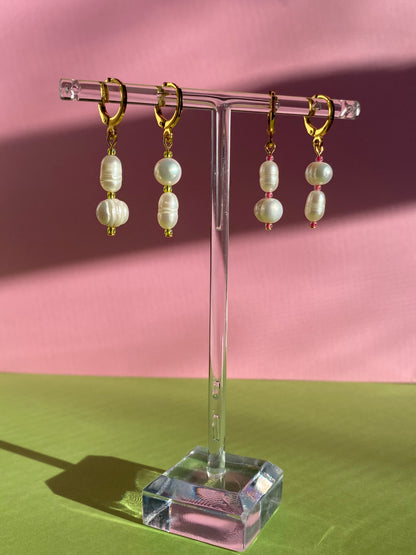 Pearl + Seed Bead Mismatched Hoops