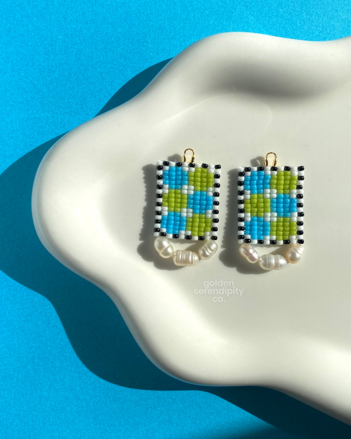 Blue + Green Geometric Pearls